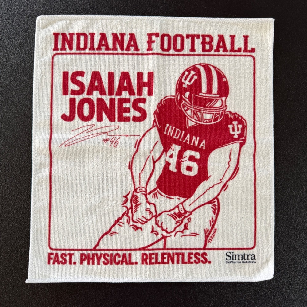 Indiana Football Rally Towel Men White Isaiah Jones #46 Hoosiers NCAA Simtra